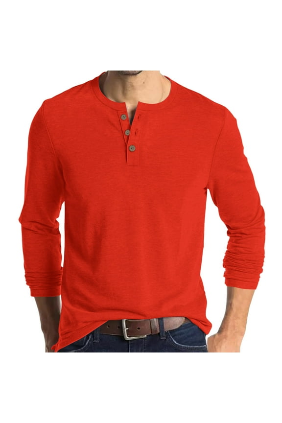 Henley Shirts for Men Long Sleeve Lightweight Mens T-Shirt Workout Running Athletic Loose Button Down Tops for Men