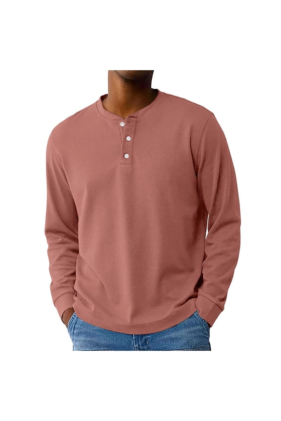 Henley Shirts for Men Long Sleeve Lightweight T Shirts for Man Outdoor Going Out Running Loose Fit Button Spring Mens Tops