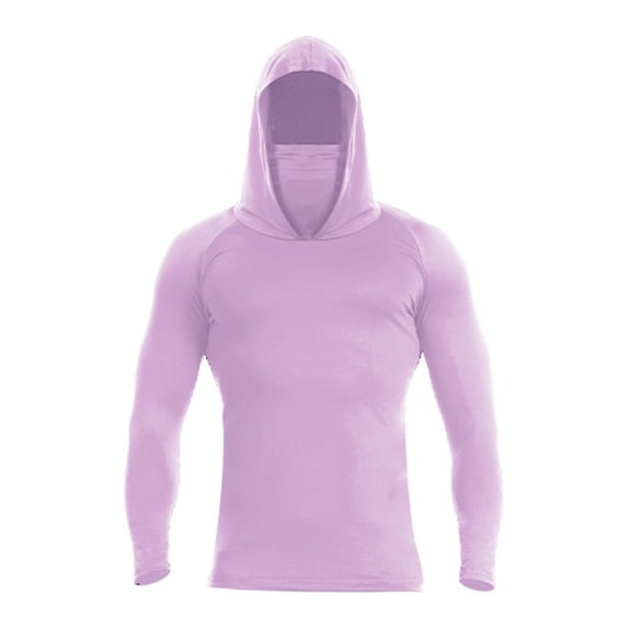 Fabrcox Hooded Rash Guard Men with Mask Quick Drying Long Sleeve Sun Protection Shirts for Men Summer Athletic Camping Fishing Shirts for Men