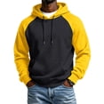 thumbnail image 1 of Fabrcox Hoodies for Men Fleece Lined Raglan Oversized Mens Hooded Sweatshirts Color Block Fall Winter Warm Athletic Long Sleeve Mens Pullover with Kangaroo Pocket Black S, 1 of 5