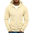 thumbnail image 1 of Fabrcox Hoodies for Men Big and Tall Full Zip Baggy Sports Hooded Drawstring Fleece Lined Comfortable Trendy Hoodies with Pockets Khaki M, 1 of 4