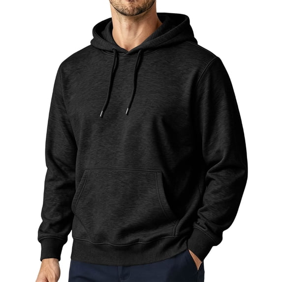 Fabrcox Hoodies for Men Fleece Lined Long Sleeve Men Sweatshirt Casual Sports Drawstring Fall Winter Warm Pullovers for Men with Pocket Black XXXL