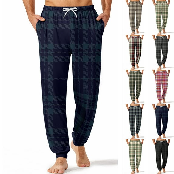Fabrcox Joggers Plaid Lounge Bottoms Pants for Men Loose Fit M-Xl Xxl Xxxl Oversized Pajama Pants with Pockets Soft Comfy Sleep Bottoms Full Length Loungewear Pants Dark Gray 2XL