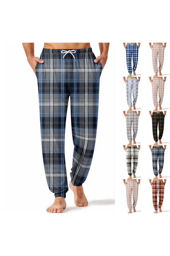 Joggers Red Pj Pants Men Mens Plaid Pajamas Bottoms with Pockets Soft Comfy Sleep Bottoms Full Length Loungewear Pants Light pink L