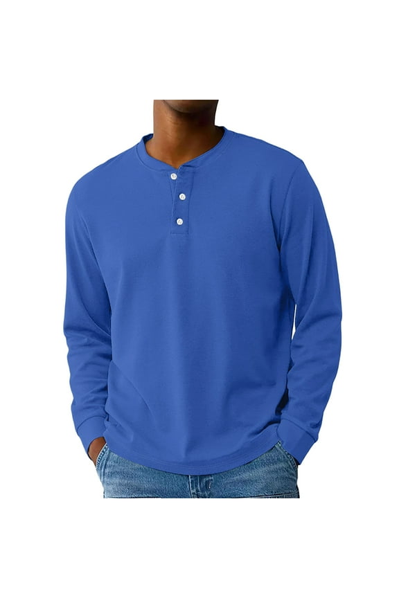 Long Sleeve Henley Shirts for Men Lightweight Men's T Shirt Athletic Sports Workout Loose Fit Button Spring Mens Top