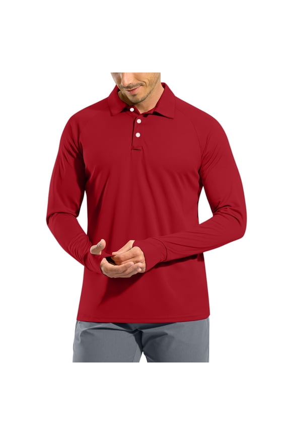 Long Sleeve Rash Guard for Men Upf 50+ Ice Silk Lapel Collar Henley Mens Sun Protection Shirt Camping Swim Shirt Mens with Thumb Holes