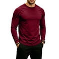 thumbnail image 1 of Fabrcox Long Sleeve Shirt for Men Crew Neck Raglan Shirt Lightweight Breathable Sun Protection Outdoor Sports Men Workout Shirts Red S, 1 of 7
