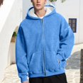 thumbnail image 1 of Fabrcox Long Sleeve Zip Up Men's Fashion Hoodies & Sweatshirts Fleece Lined Thermal Hooded Jacket Casual Comfortable Athletic Workout Hoodie Blue 2XL, 1 of 4
