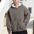 thumbnail image 1 of Fabrcox Long Sleeve Zip Up Oversized Mens Hoodies Fleece Lined Thermal Hooded Jacket Casual Comfortable Athletic Workout Hoodie Gray M, 1 of 4