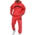 thumbnail image 1 of Fabrcox M-5XL Mens 2 Piece Sweatsuit Fleece Hoodie Sweatpants Set Causal Athletic Workout Sweatshirt Joggers Track Suit Mens Red 4XL, 1 of 7