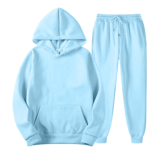 Fabrcox M-5XL Mens Sweat Suits 2 Piece Set Fleece Lined Mens Hoodie and Jogger Set Causal Athletic Workout Sweatshirt Joggers Track Suits Blue XL