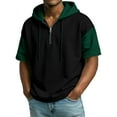 thumbnail image 1 of Fabrcox Man Hoodie Quarter Zip Short Sleeve Lightweight Men’s Sweatshirt Hiking Outdoor Drawstring V Neck Color Block Men T Shirt, 1 of 8