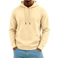thumbnail image 1 of Fabrcox Man Hoodies with Kangaroo Pocket Long Sleeve Hooded Sweatshirts Solid Color Oversized Fall Winter Athletic Fleece Mens Pullover Hoodie Beige XXL, 1 of 5