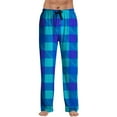 thumbnail image 1 of Fabrcox Man Pajama Pants Plaid Fall Spring Winter Drawstring Pj Pants Casual Comfortable Baggy Pj Pants Blue XL, 1 of 3