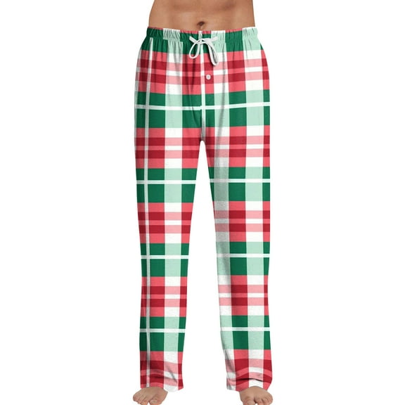 Fabrcox Man Striped Lounge Bottoms Pants S-2xl Slim Fit Drawstring Comfy Loose Sleepwear Full Length Pants Watermelon Red XL