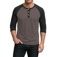thumbnail image 1 of Fabrcox Men 3/4 Sleeve Shirt Raglan Henley Shirts for Men Workout Running Athletic Big and Tall Spring Color Block Men Tops, 1 of 7