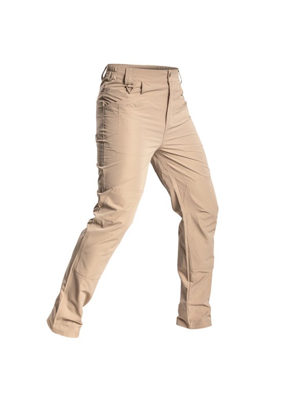 Men Pants Cargo Waterproof Hiking Pants Man Sports Workout Gym Big and Tall Lightweight Straight Leg Mens Work Pant with Pockets Khaki S