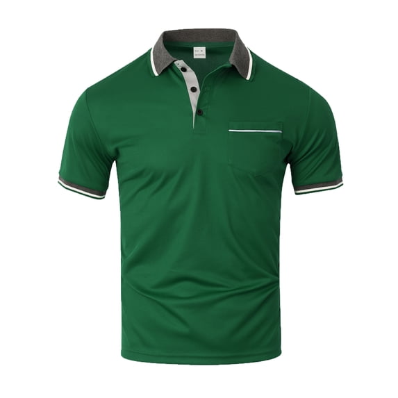 Fabrcox Men Polo Shirts Short Sleeve Collared Button Up Golf Shirts Men Color Block Athletic Shirts for Men Big and Tall with Pocket