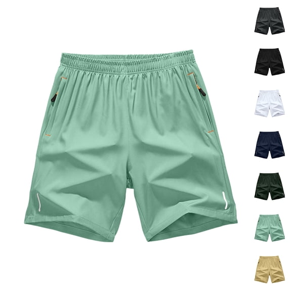 Fabrcox Men's Athletic Shorts Quick Dry Basket Ball Shorts Elastic Waist Lightweight Big and Tall Camping Going Out Men's Bermuda Shorts with Zip Pockets Black M