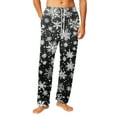 thumbnail image 1 of Fabrcox Men's Big and Tall Pj Pants Elastic Waist Wide Leg Pj Pants Christmas Snowflake Printed Casual Baggy Loose Christmas Pajama Pants Black L, 1 of 5