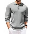 thumbnail image 1 of Fabrcox Men's Black Polo Shirts Fall Button Collared Long Sleeved T Shirts Casual Solid Color Basic Lightweight Tops Shirts,Light Gray L, 1 of 2