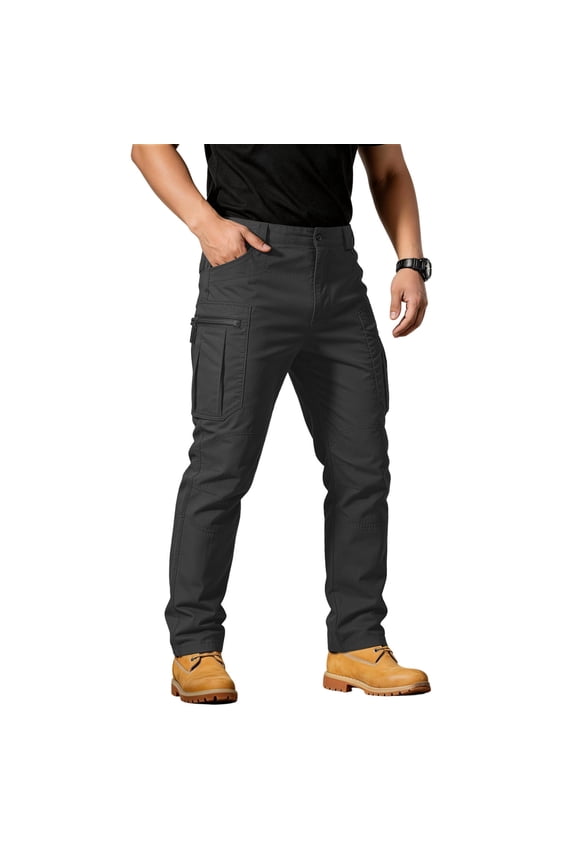 Men's Cargo Pants Waterproof Hiking Pants Sports Workout Gym Breathable Big and Tall Straight Leg Work Pants Mens with Pockets Black XXXL