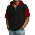 thumbnail image 1 of Fabrcox Men's Hoodies Lightweight Short Sleeve Quarter Zip Sweatshirts for Men Workout Sports Drawstring Summer Color Block Mens Tops, 1 of 8