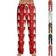 thumbnail image 1 of Fabrcox Men's Pajama Pants Sleepwear Christmas Elastic Waist Drawstring Pj Pants Christmas Snowflake Snowman Print Casual Soft Wide Leg Sleepwear Pants Vermilion M, 1 of 4