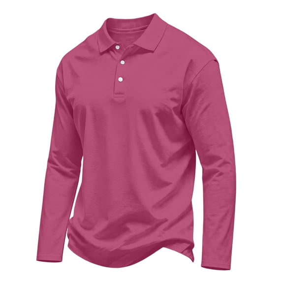Fabrcox Men’s Polo Shirt Long Sleeve Mens Golf Shirt Button Down Casual Loose Fit Athletic Workout Work Mens Big and Tall Shirts Red XL