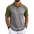 thumbnail image 1 of Fabrcox Men's Polo Shirts Short Sleeve Raglan Collared Mens Golf Shirts Color Block Regular Fit Casual Sports Mens Athletic Shirts Green XXXL, 1 of 7
