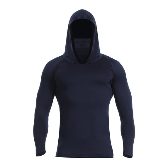 Fabrcox Men's Rash Guard Hoodie with Mask Quick Drying Long Sleeve Men's Sun Protection Shirts Spring Outdoor Workout Fishing Shirts Men