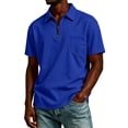 thumbnail image 1 of Fabrcox Men's Short Sleeve Polo Shirts Quarter Zip Collared Shirts Regular Fit Solid Color Athletic Casual Work Golf Shirts for Men with Pockets Blue M, 1 of 5