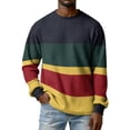 thumbnail image 1 of Fabrcox Men's Waffle Long Sleeve Shirts Striped Mens Crew Neck Shirts Color Block Running Workout Men's Athletic Shirts Blue XXL, 1 of 8