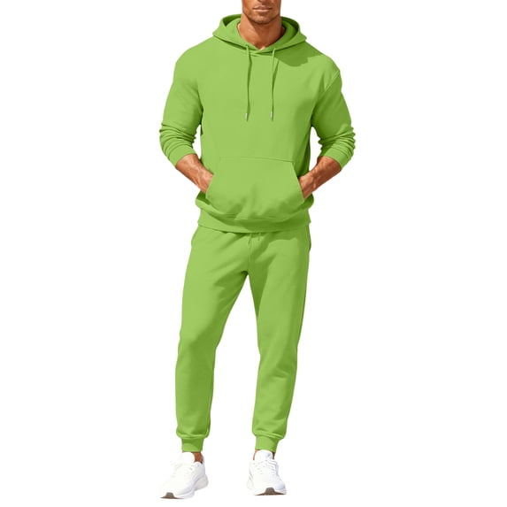 Fabrcox Mens 2 Piece Sweatsuits Fleece Long Sleeve Hoodie Sweatshirt Sweatpants Joggers Set Winter Warm Outdoor Track Suit Mens 2 Piece Green S
