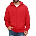 thumbnail image 1 of Fabrcox Mens Big and Tall Black Hoodies Winter Fleece Lined Sweatshirts Jacket with Pockets Casual Basic Fashion Zipper Fall Winter Coat Red XL, 1 of 4