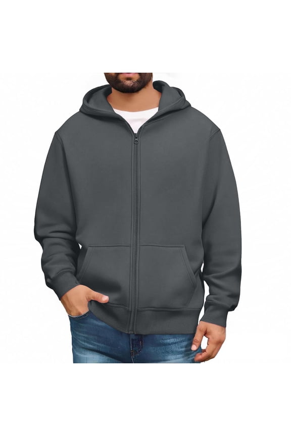 Mens Big and Tall Black Hoodies Winter Fleece Lined Sweatshirts Jacket with Pockets Long Sleeve Comfortable Trendy Sweatshirts Dark Gray 2XL