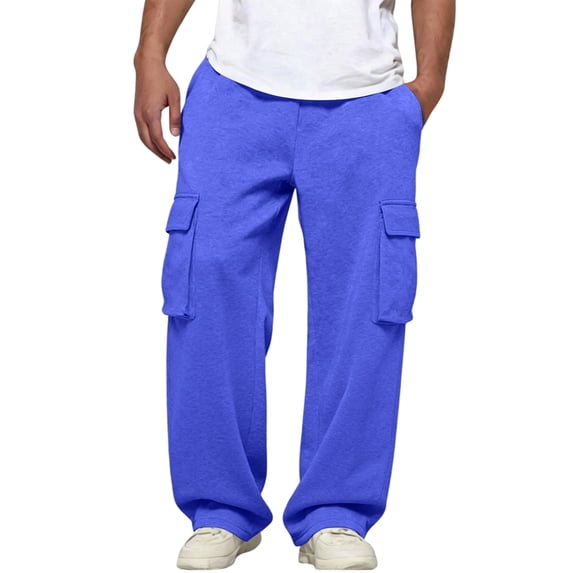 Fabrcox Mens' Cargo Pants Straight Leg Baggy Mens Joggers Breathable Outdoor Workout Men Lounge Pants with Multiple Pockets