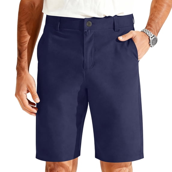 Fabrcox Mens Dress Shorts Elastic Waist Bermuda Shorts for Men Summer Work Office Business Men's Shorts Casual with Pockets Blue XL