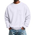 thumbnail image 1 of Fabrcox Mens Fleece Sweatshirt Crew Neck Long Sleeve Shirt Men Streetwear Outdoor Athletic Workout Fall Winter Warm Mens Pullover with Chest Pocket White L, 1 of 6