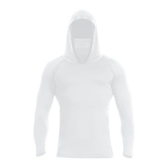 Fabrcox Mens Hooded Rash Guard with Mask Quick Drying Long Sleeve Men's Sun Protection Shirts Summer Athletic Camping Fishing Shirts
