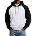 thumbnail image 1 of Fabrcox Mens Hoodies Fleece Lined Raglan Oversized Mens Hoodie Sweatshirts Color Block Fall Winter Warm Athletic Long Sleeve Mens Pullover Shirts with Pockets Gray L, 1 of 5