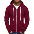 thumbnail image 1 of Fabrcox Mens Hoodies Slim Fit Full Zip Baggy Sports Hooded Drawstring Fleece Lined Comfortable Trendy Hoodies with Pockets Wine XL, 1 of 4