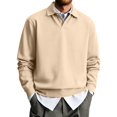 thumbnail image 1 of Fabrcox Mens Long Sleeve Polo Shirts Casual Button Collared Shirts Regular Fit Solid Color Workout Fall Winter Business Men Golf Shirt Khaki M, 1 of 8