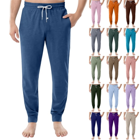 Fabrcox Mens Pajamas Bottoms Slim Fit Drawstring Baggy Lounge Bottoms with Pockets Casual Loose Comfy Home Soft Sleepwear, Dark Purple M