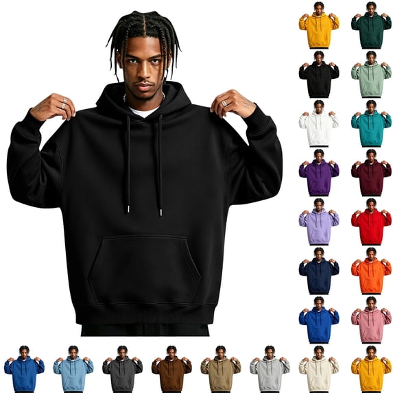 Fabrcox Mens Pullover Hoodie with Kangaroo Pocket Fleece Hooded Sweatshirt Y2k Oversized Fall Winter Warm Athletic Long Sleeve Hoodies for Men XL
