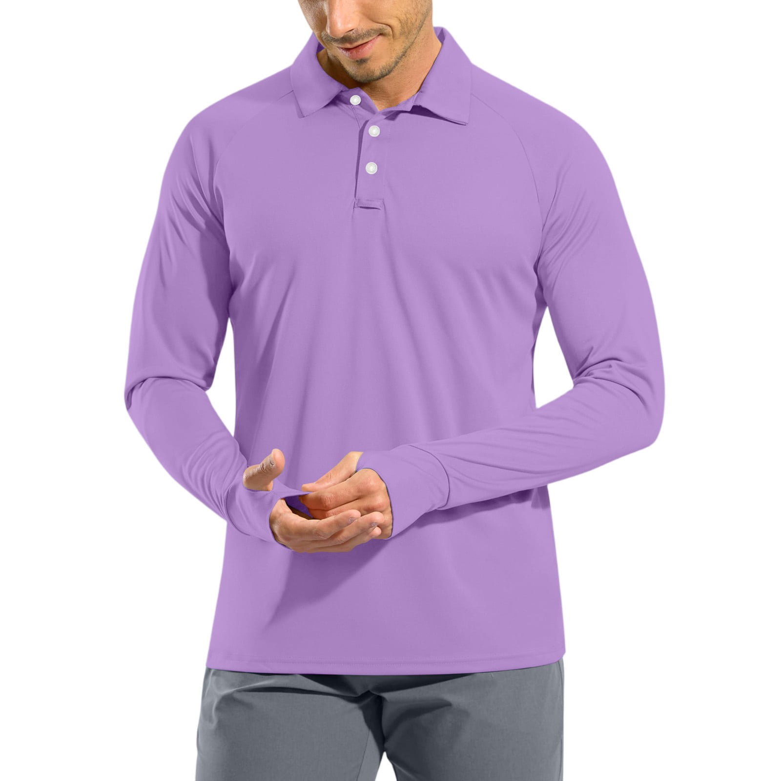 Fabrcox Mens Rash Guard Long Sleeve Upf 50+ Ice Silk Lapel Collar ...