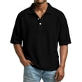 thumbnail image 1 of Fabrcox Mens Short Sleeve Polo Shirts Waffle Henley Collared Mens Golf Shirts Sports Knitted Lightweight Casual Mens Workout Shirt Black M, 1 of 8