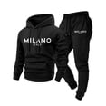 thumbnail image 1 of Fabrcox Mens Sweatsuits 2 Piece Fleece Long Sleeve Sweatshirt Hoodie Joggers Sweatpants Set Winter Warm Sports Mens Track Suit Set Black XXXL, 1 of 4