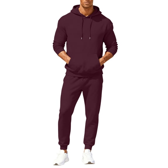 Fabrcox Mens Two Piece Sweatsuit Set Fleece Long Sleeve Hoodie Sweatshirt Sweatpants Joggers Set Winter Warm Running Mens Track Suits 2 Piece Set S