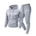 thumbnail image 1 of Fabrcox Mens Two Piece Sweatsuit Set Fleece Long Sleeve Sweatshirt Hoodie Joggers Sweatpants Set Winter Warm Outdoor Mens Track Suits Gray XXXL, 1 of 3
